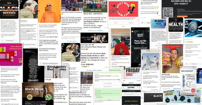 Black Friday WhatsApp message collage 
