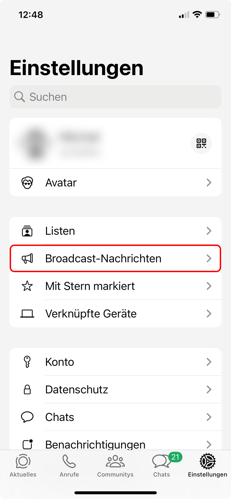 Broadcast-Liste erstellen