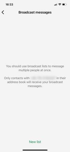 whatsapp broadcast list