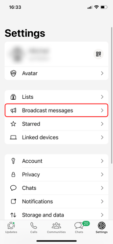 whatsapp broadcast settings