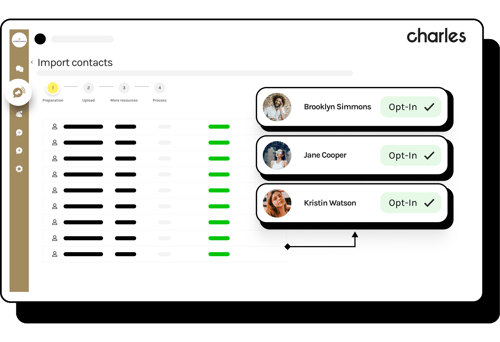 Illustrazione della dashboard di gestione contatti di Charles.