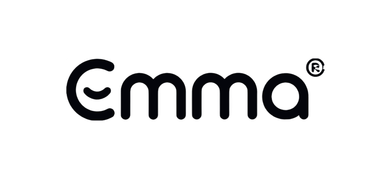 Logo di Emma con testo stilizzato in nero.