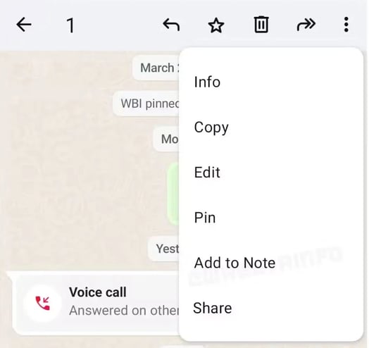 WhatsApp messages to notes functionality