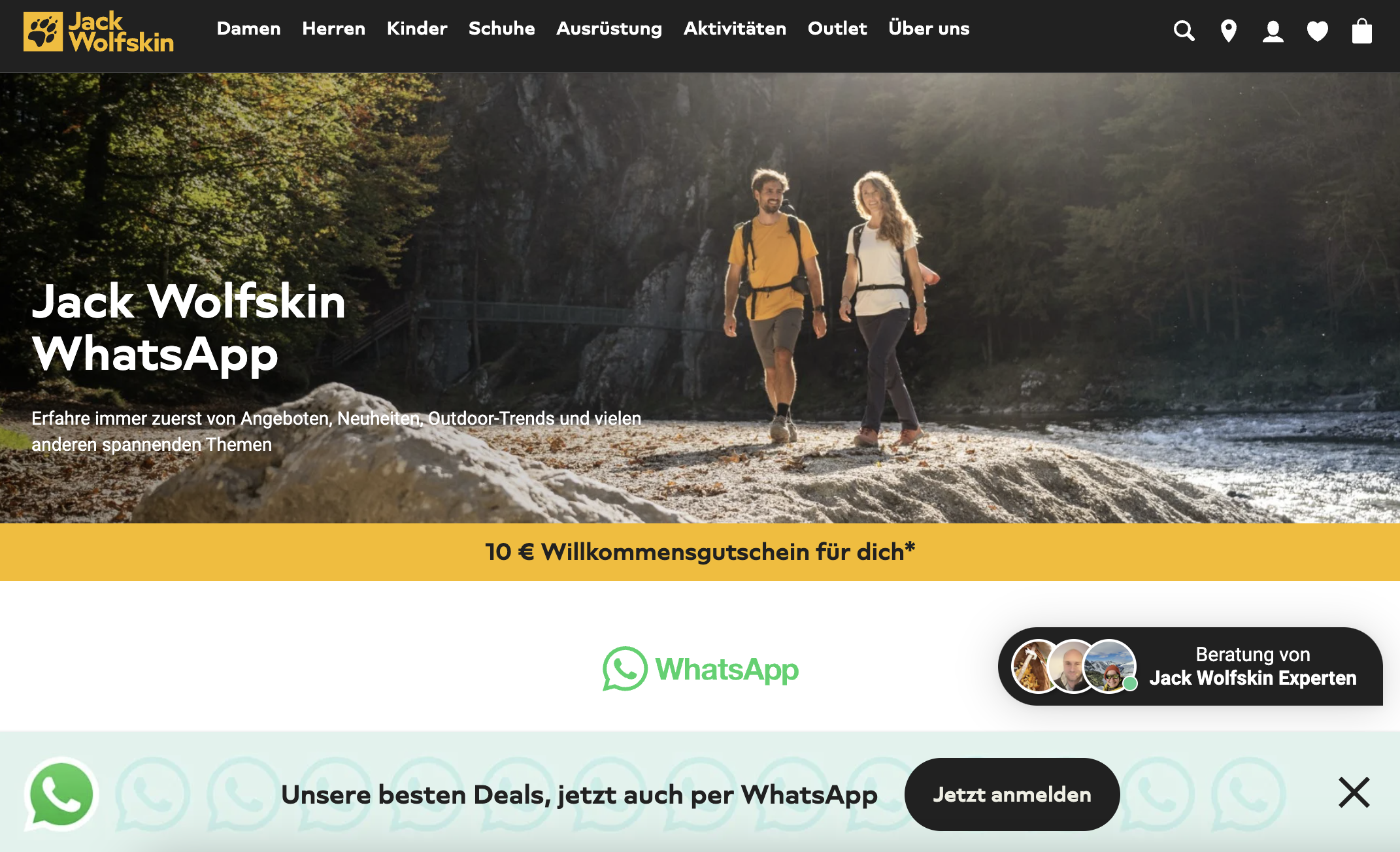 Jack Wolfskin WhatsApp promo with charles