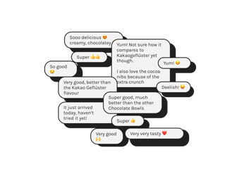 WhatsApp product reviews sent to Oatsome through the charles platform