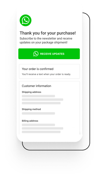 whatsapp thank you page pop up