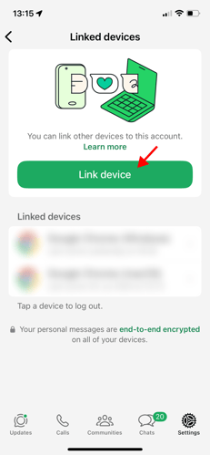 whatsapp app link device