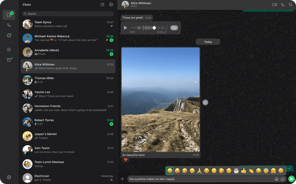 whatsapp desktop app ui