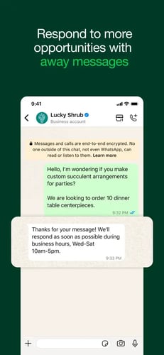 whatsapp business away message