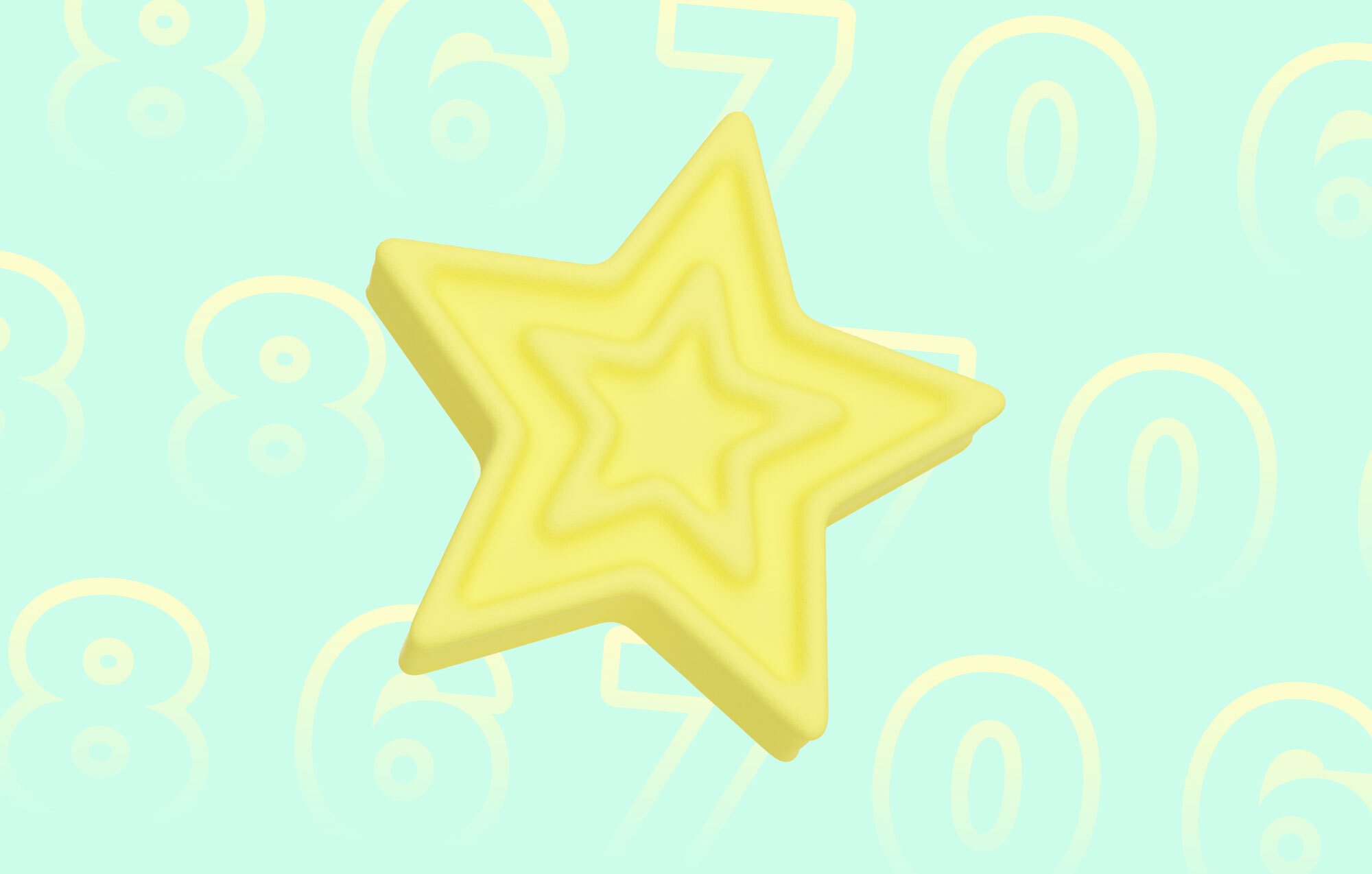 3D star on a background of numbers