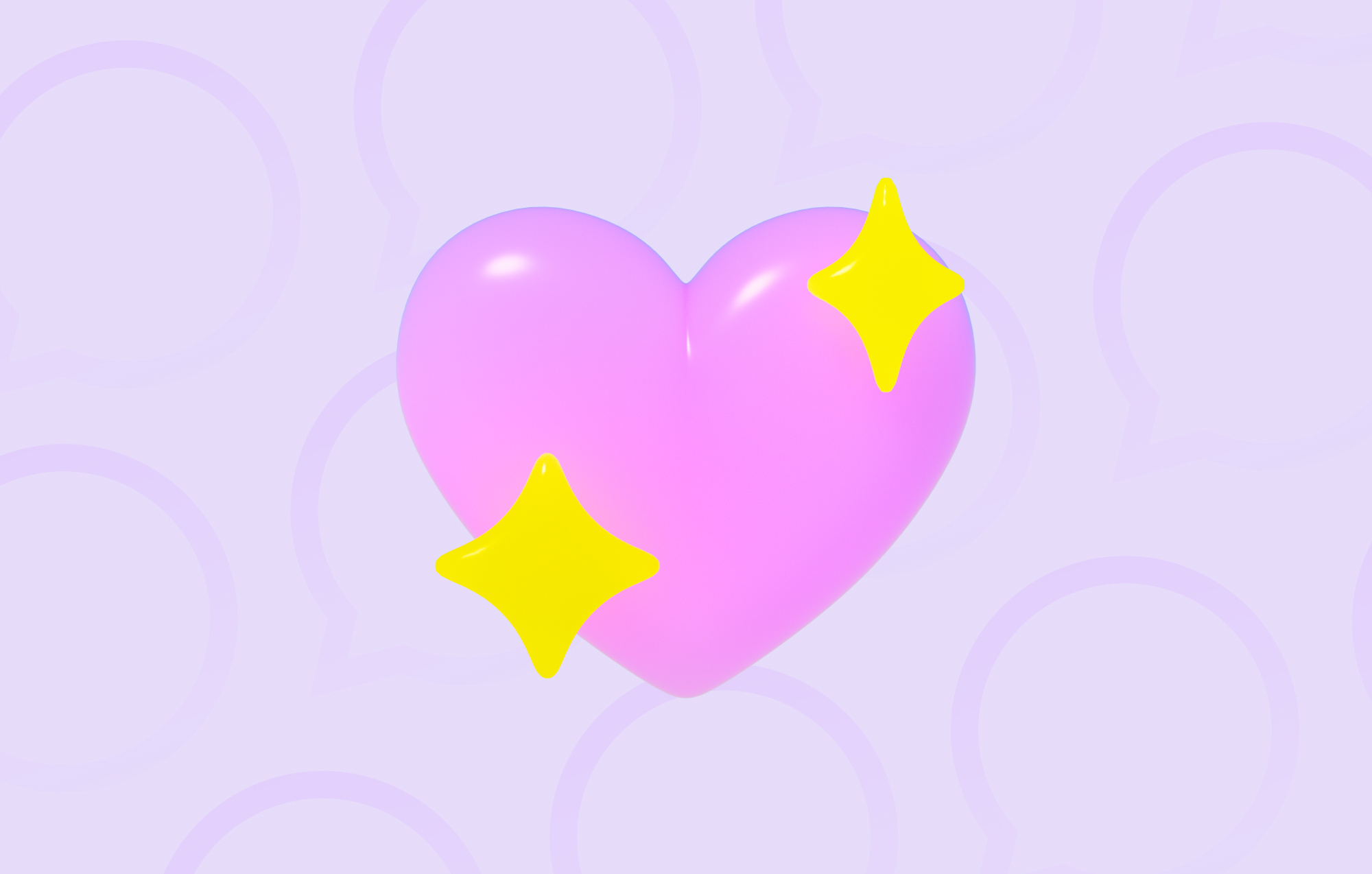 Heart emoji with sparkles on a background of chat bubbles for charles article on WhatsApp CRM