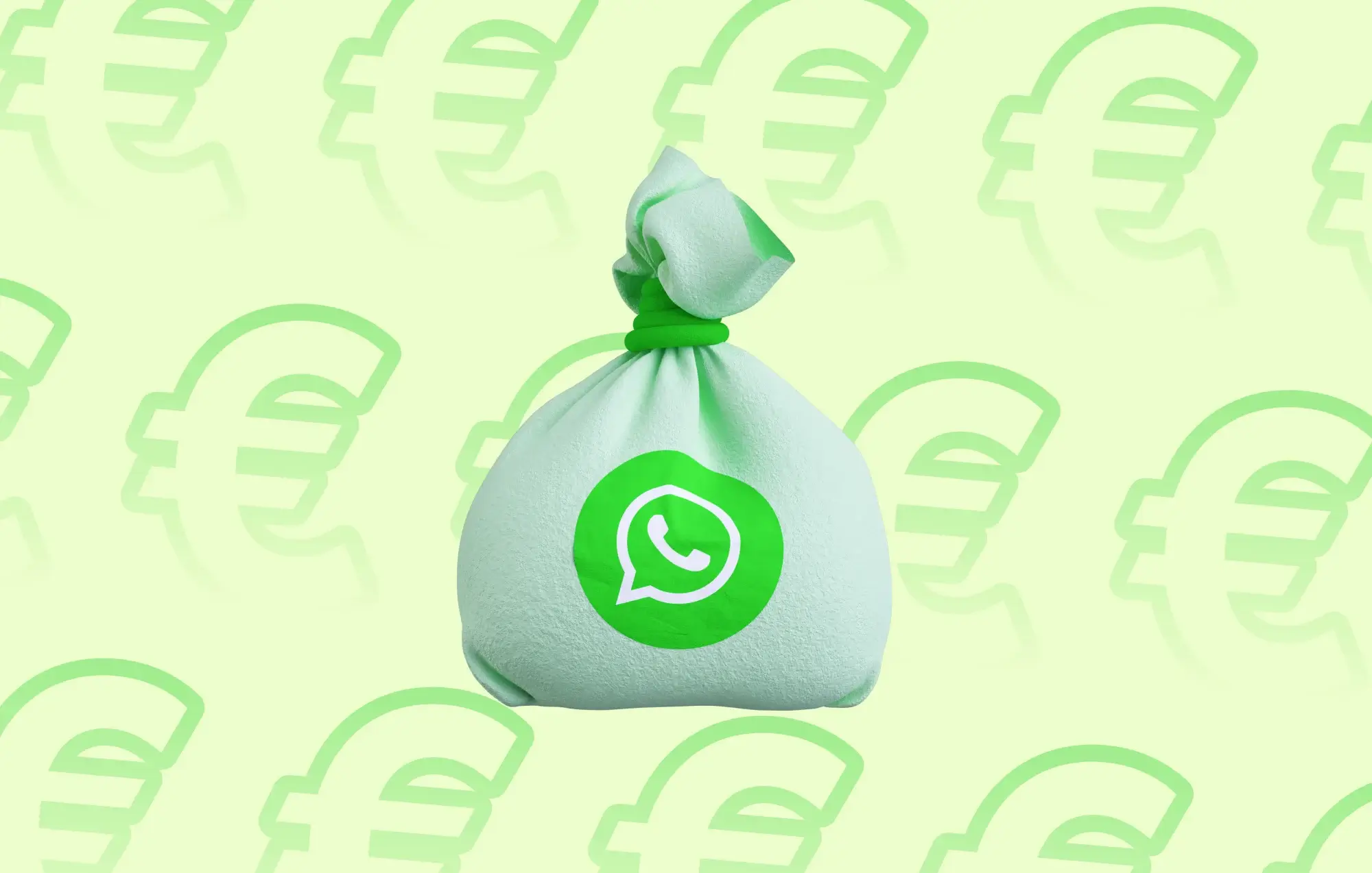 How to make money from WhatsApp blog image: money bag with WhatsApp logo | charles