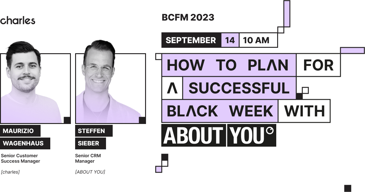 charles x ABOUT YOU webinar image: how to plan for a successful Black Week with WhatsApp marketing